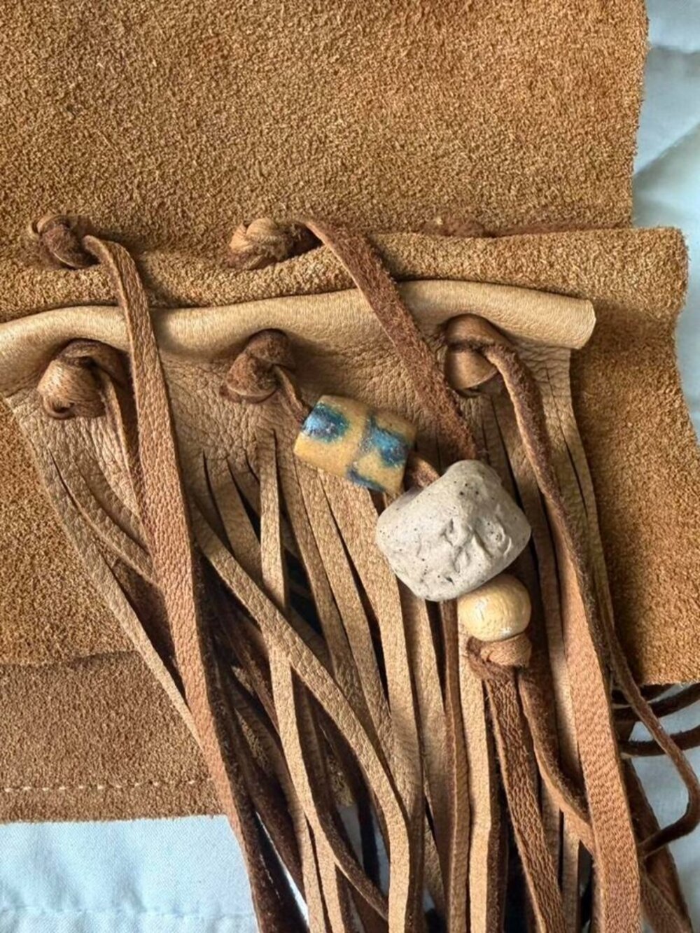 Brown Suede Fringe Crossbody Bag with Braided Strap - Picture 2 of 7